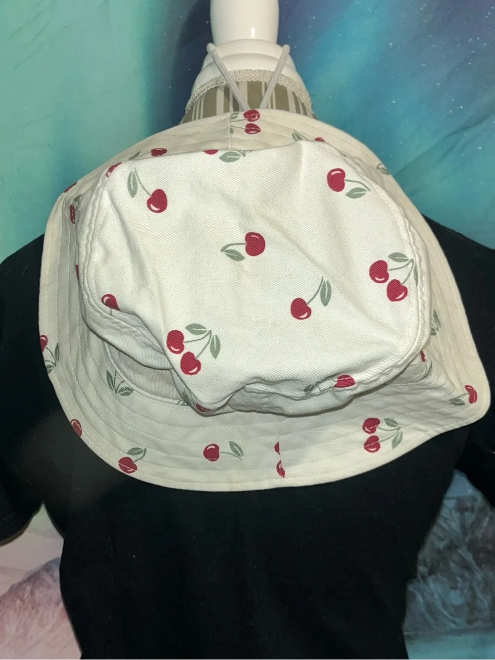 Panama Jack Cream Bucket Hat with Red Cherry Print
